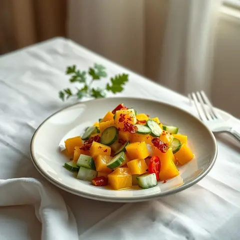 Mango salad. AI-generated photo.