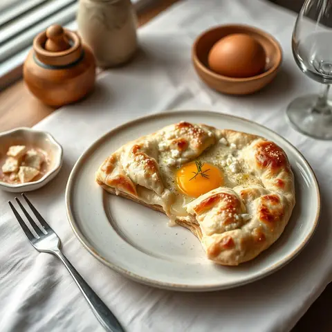 Cheese khachapuri. AI-generated photo.