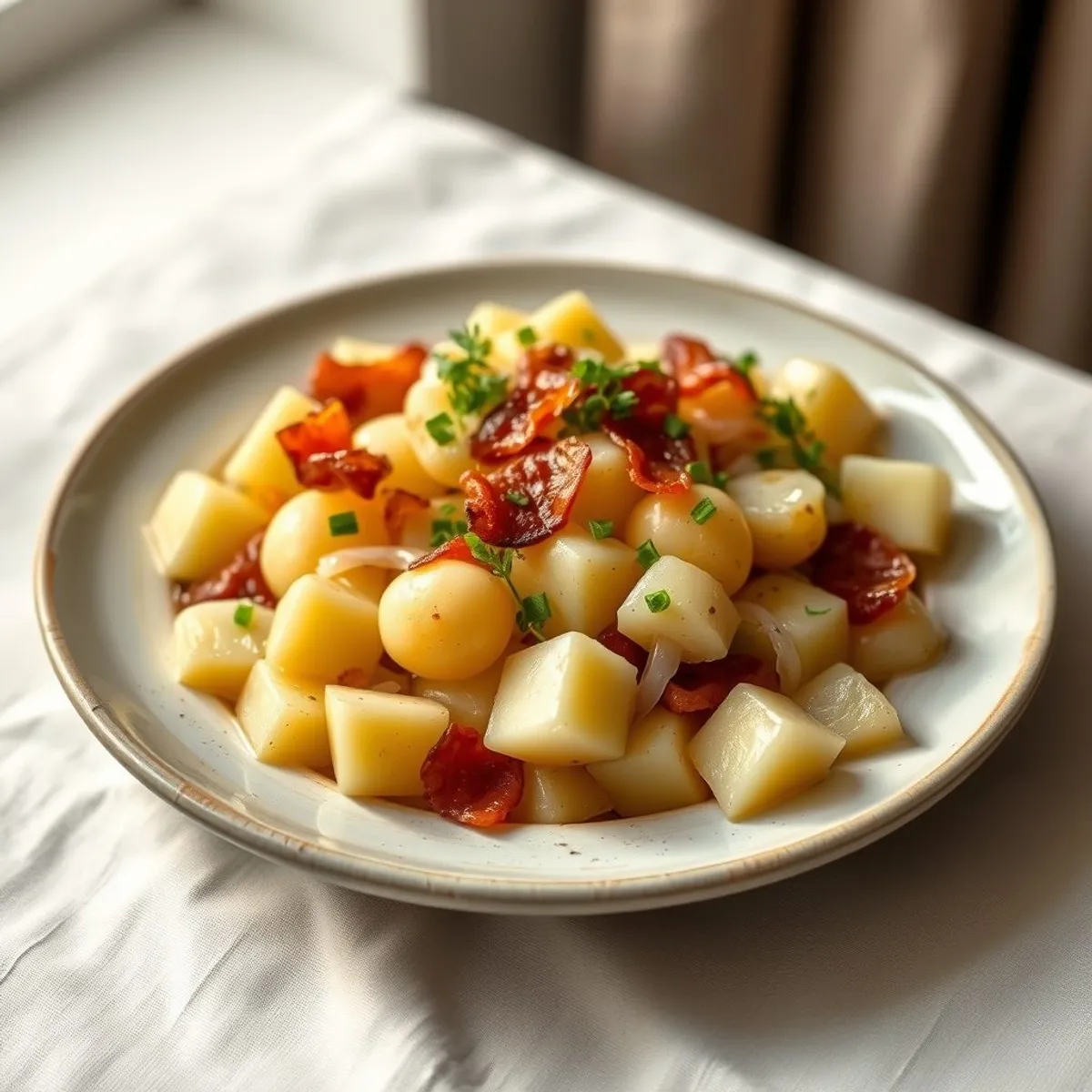 AI-generated photo Warm potato salad. AI-generated photo.