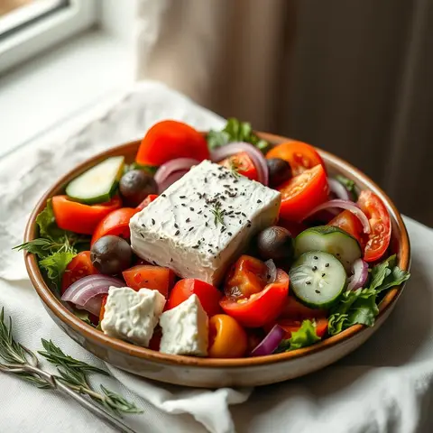 Greek Village Salad. AI-generated photo.