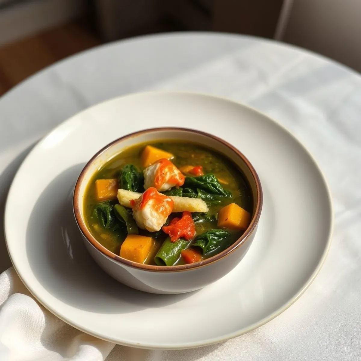 AI-generated photo Callaloo soup. AI-generated photo.
