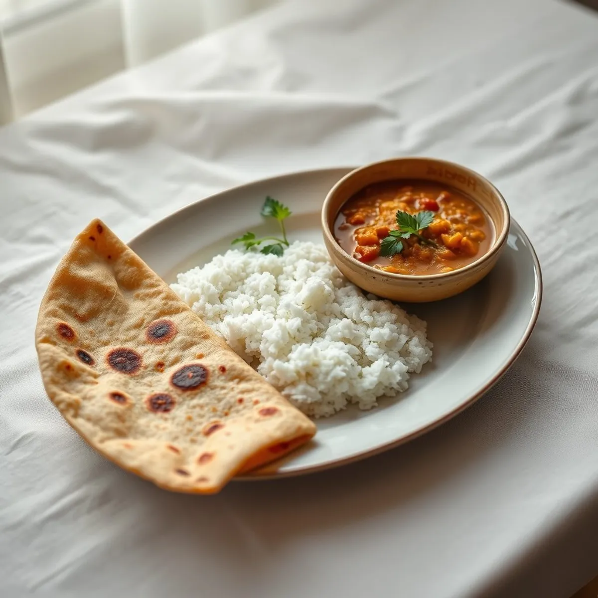 AI-generated photo Dhal and roti. AI-generated photo.