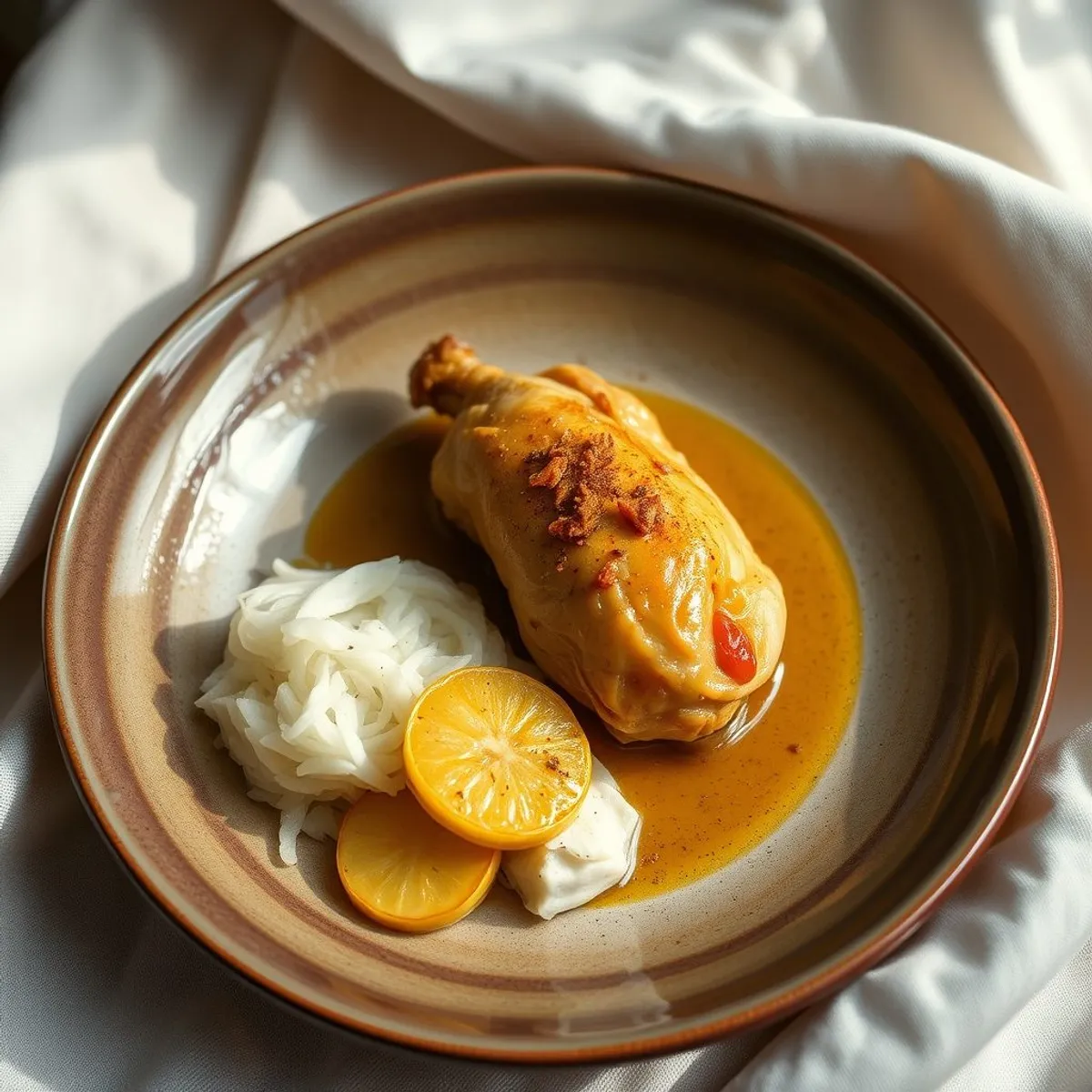 AI-generated photo Pollo con tajadas. AI-generated photo.