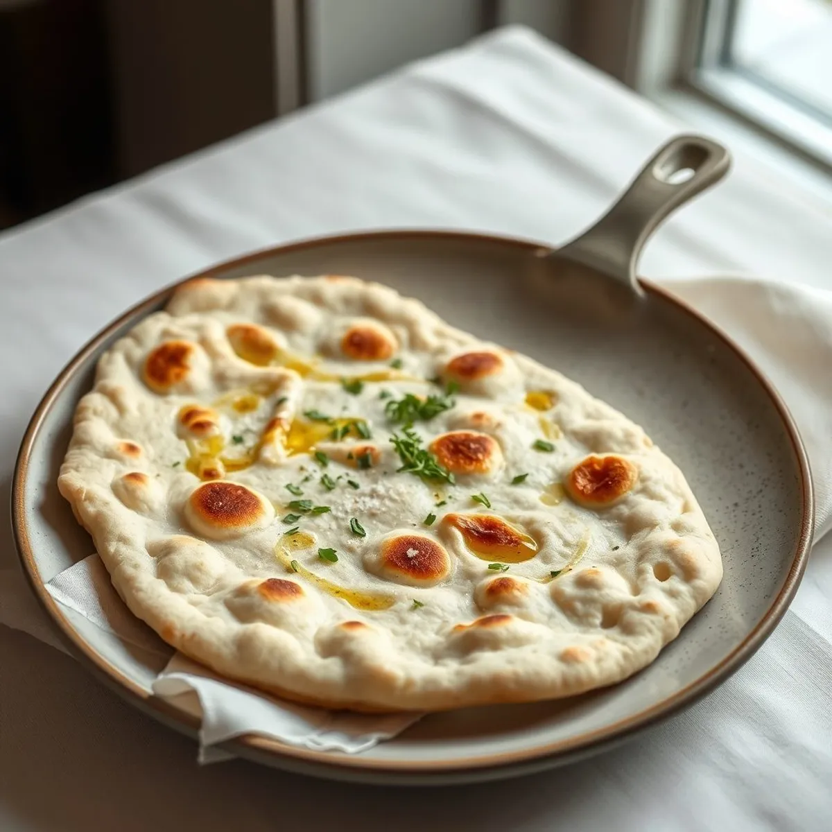 AI-generated photo Skillet flatbread. AI-generated photo.