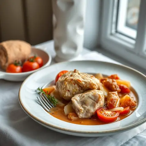 Chicken pörkölt. AI-generated photo.