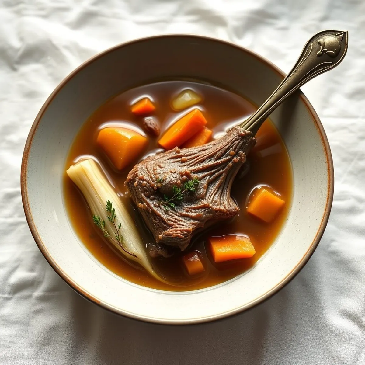 AI-generated photo Icelandic lamb soup. AI-generated photo.