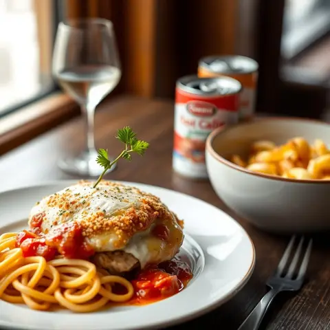 Chicken parmi. AI-generated photo.