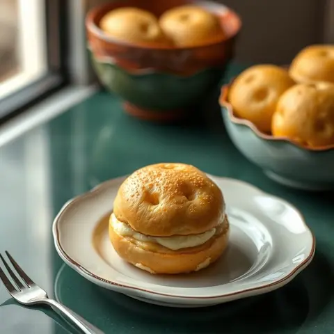 Brazilian cheese bread. AI-generated photo.