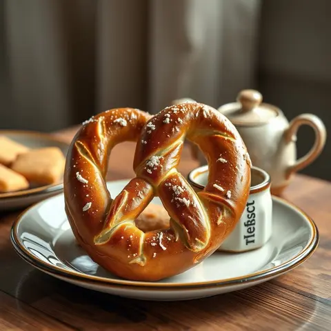 Bavarian pretzel. AI-generated photo.