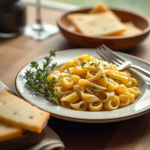 Cheese spaetzle. AI-generated photo.