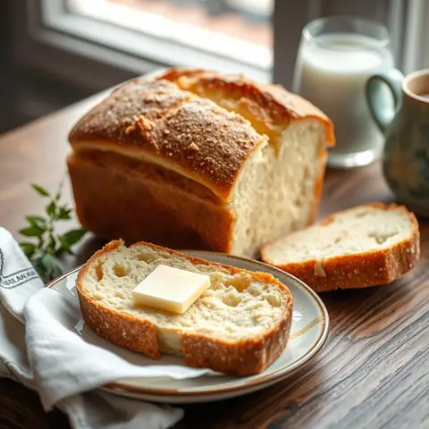 Irish soda bread. AI-generated photo.