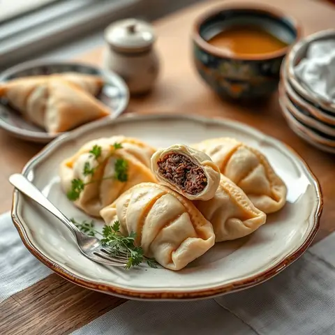 Beef pirozhki. AI-generated photo.
