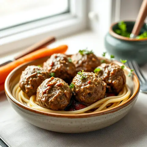 Swedish meatballs. AI-generated photo.