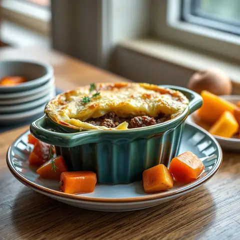 Cottage pie. AI-generated photo.
