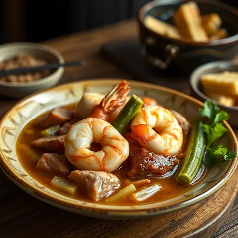 Seafood gumbo. AI-generated photo.