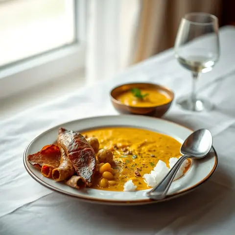 Yellow dal with tadka. AI-generated photo.