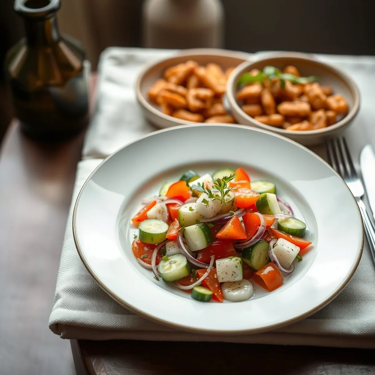 AI-generated photo Shirazi salad. AI-generated photo.