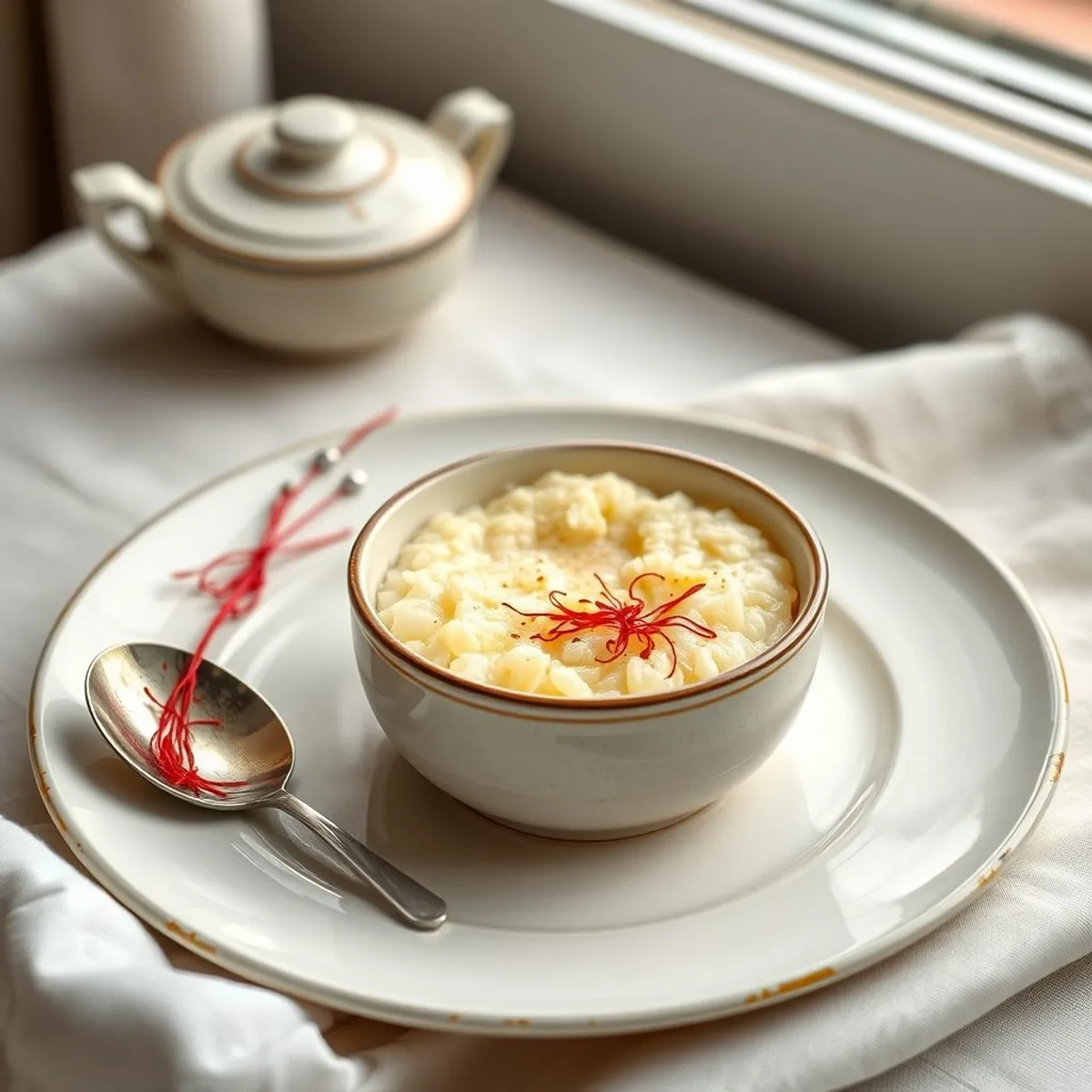 AI-generated photo Saffron rice pudding. AI-generated photo.
