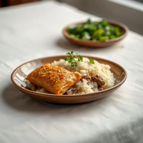 Rice kubba. AI-generated photo.