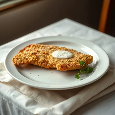 Chicken schnitzel. AI-generated photo.
