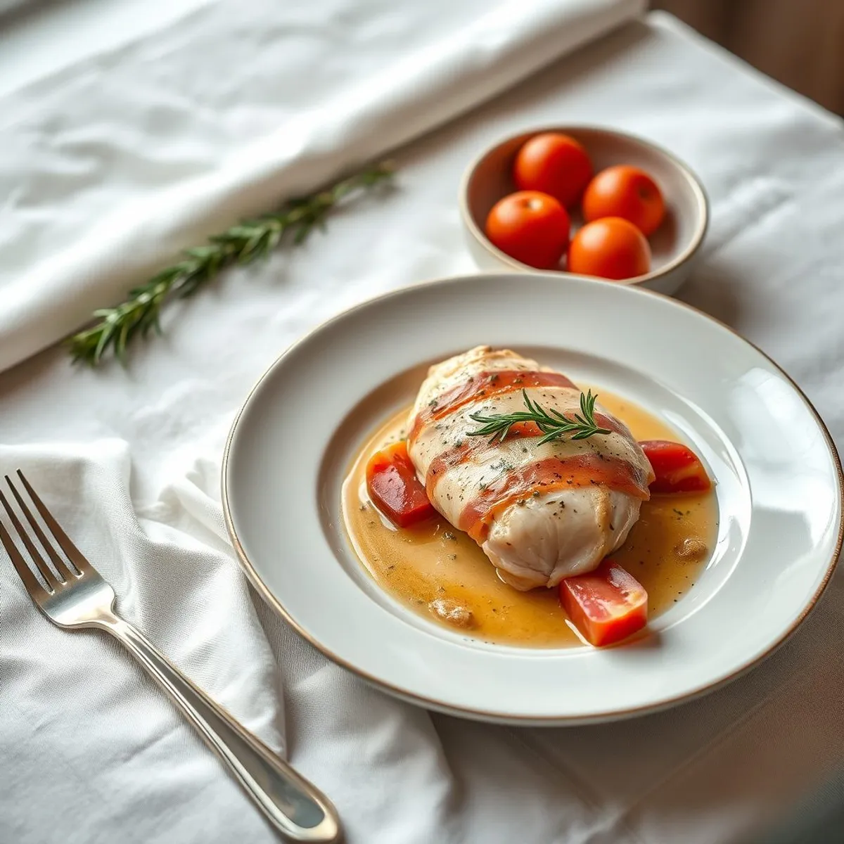AI-generated photo Chicken saltimbocca. AI-generated photo.