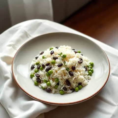 Rice and peas. AI-generated photo.