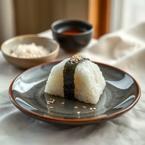 Salt onigiri. AI-generated photo.