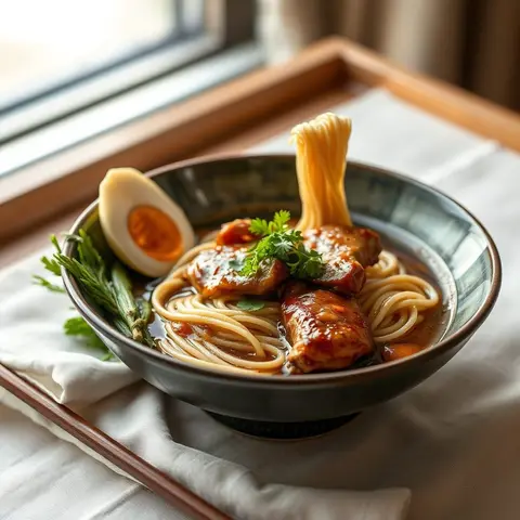 Shoyu chicken ramen. AI-generated photo.