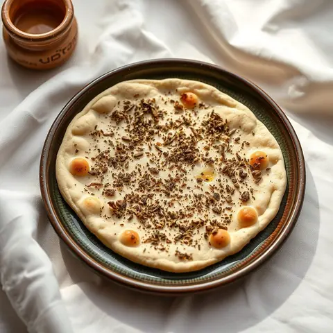 Zaatar flatbread. AI-generated photo.