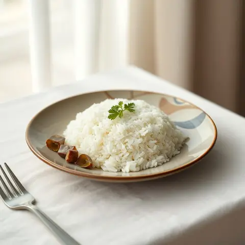 Coconut rice. AI-generated photo.