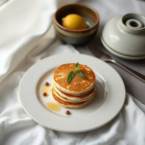Coconut pancakes. AI-generated photo.