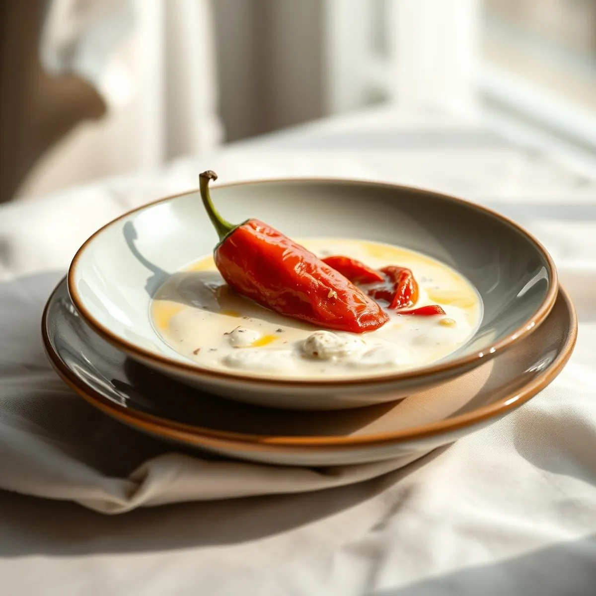 AI-generated photo Peppers in cream. AI-generated photo.