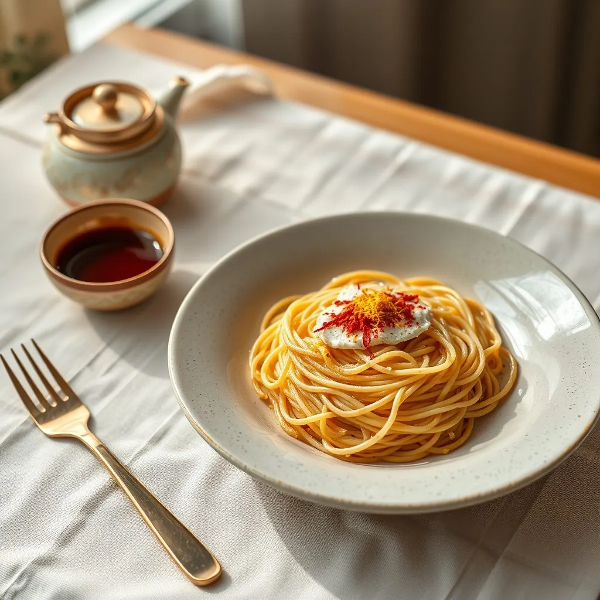AI-generated photo Sweet noodle breakfast. AI-generated photo.