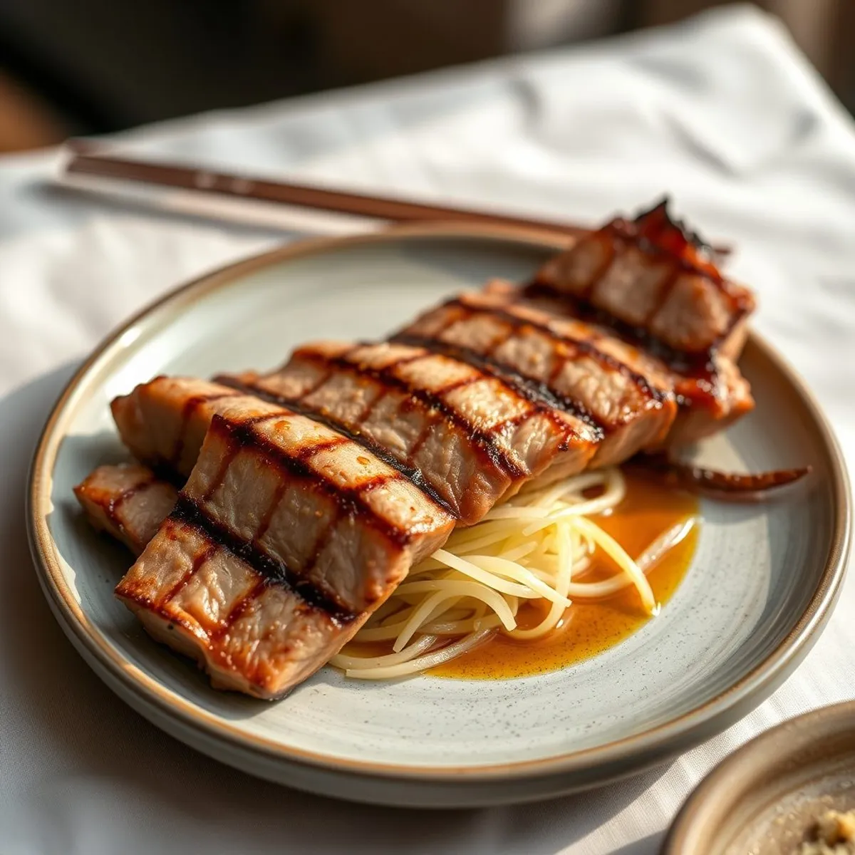 AI-generated photo Grilled pork ping. AI-generated photo.