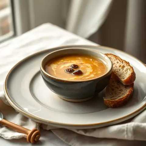 Rye soup. AI-generated photo.