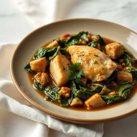 Molokhia stew. AI-generated photo.