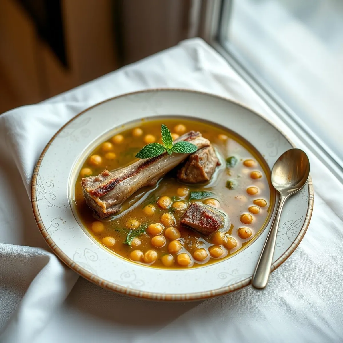 AI-generated photo Lamb and mint soup. AI-generated photo.