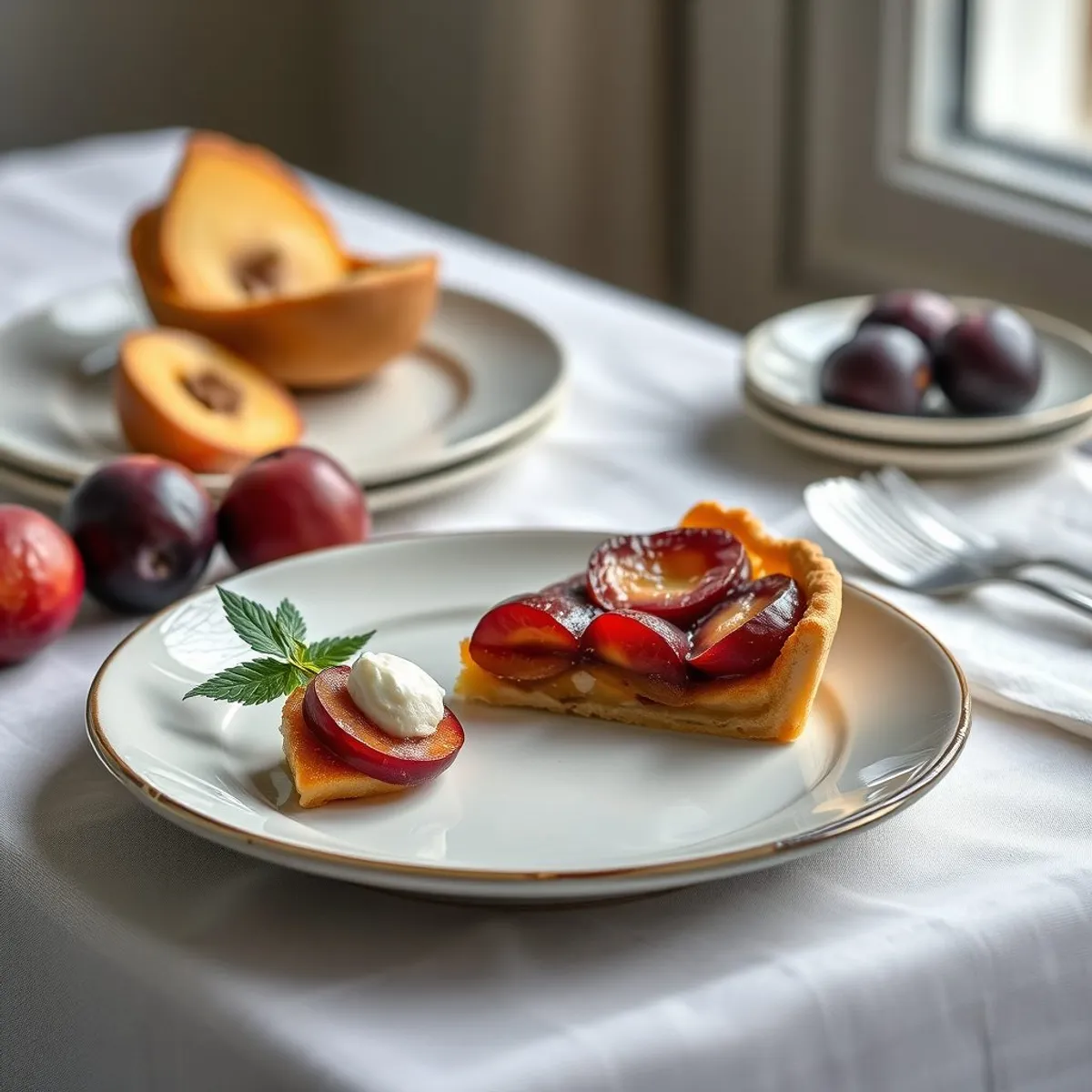 AI-generated photo Plum tart. AI-generated photo.