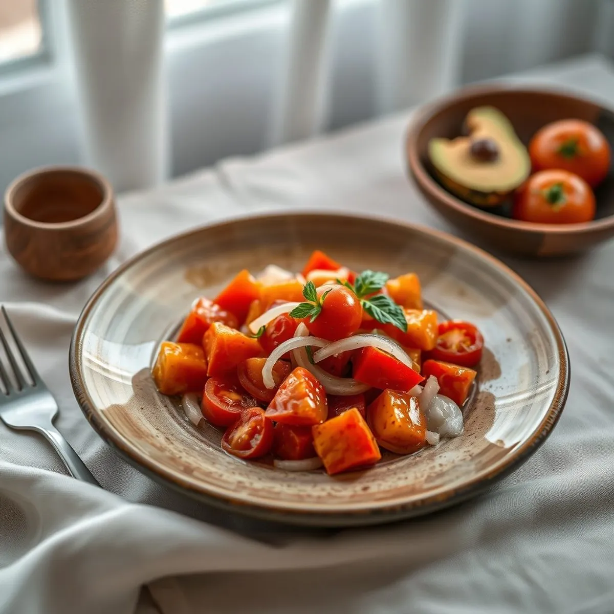AI-generated photo Tomato salad. AI-generated photo.