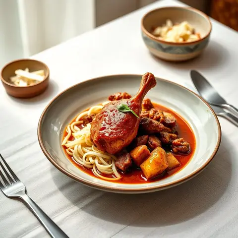 Chicken rendang. AI-generated photo.