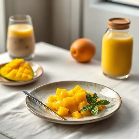 Mango lime smoothie. AI-generated photo.