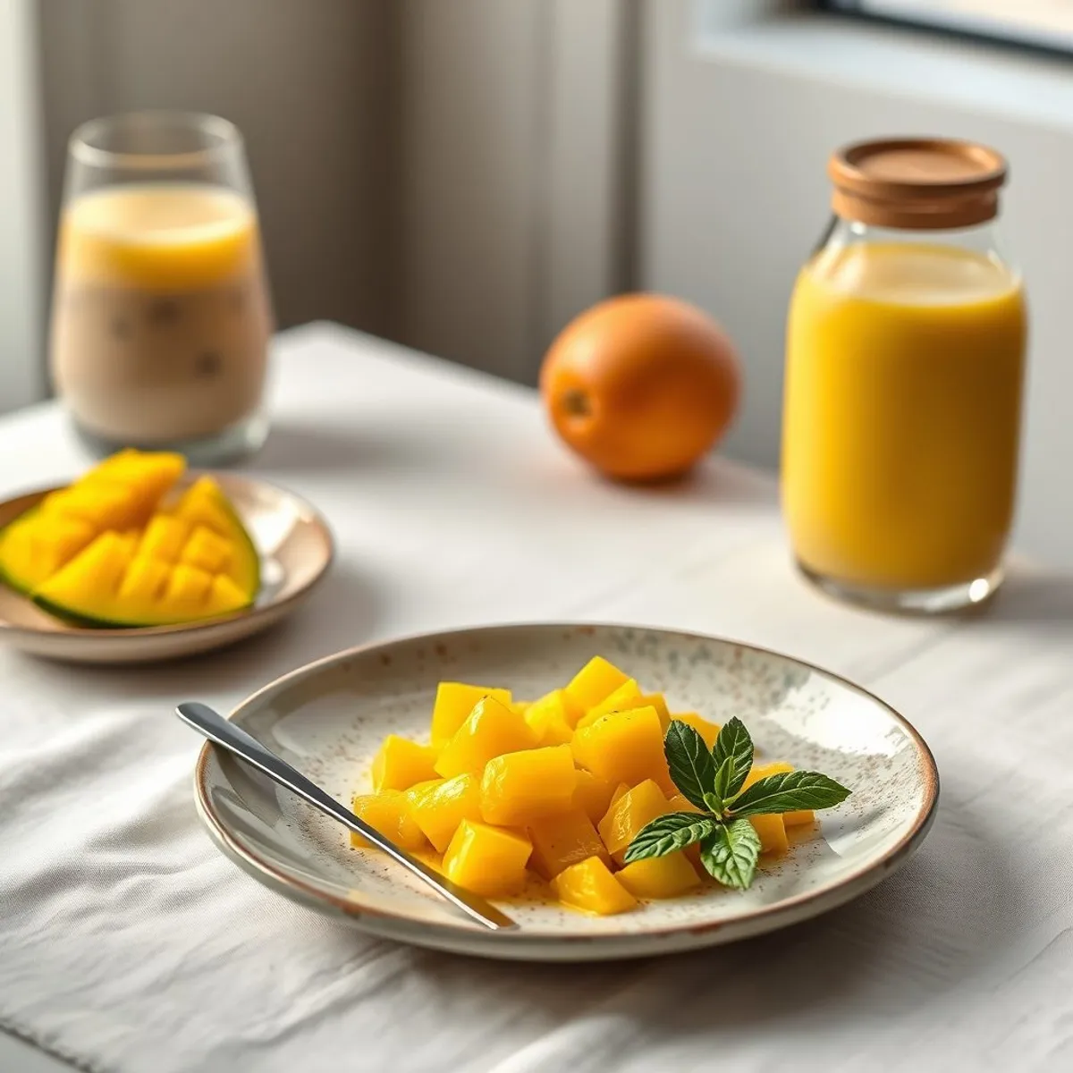 AI-generated photo Mango lime smoothie. AI-generated photo.