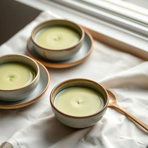 Matcha Coconut Custard. AI-generated photo.