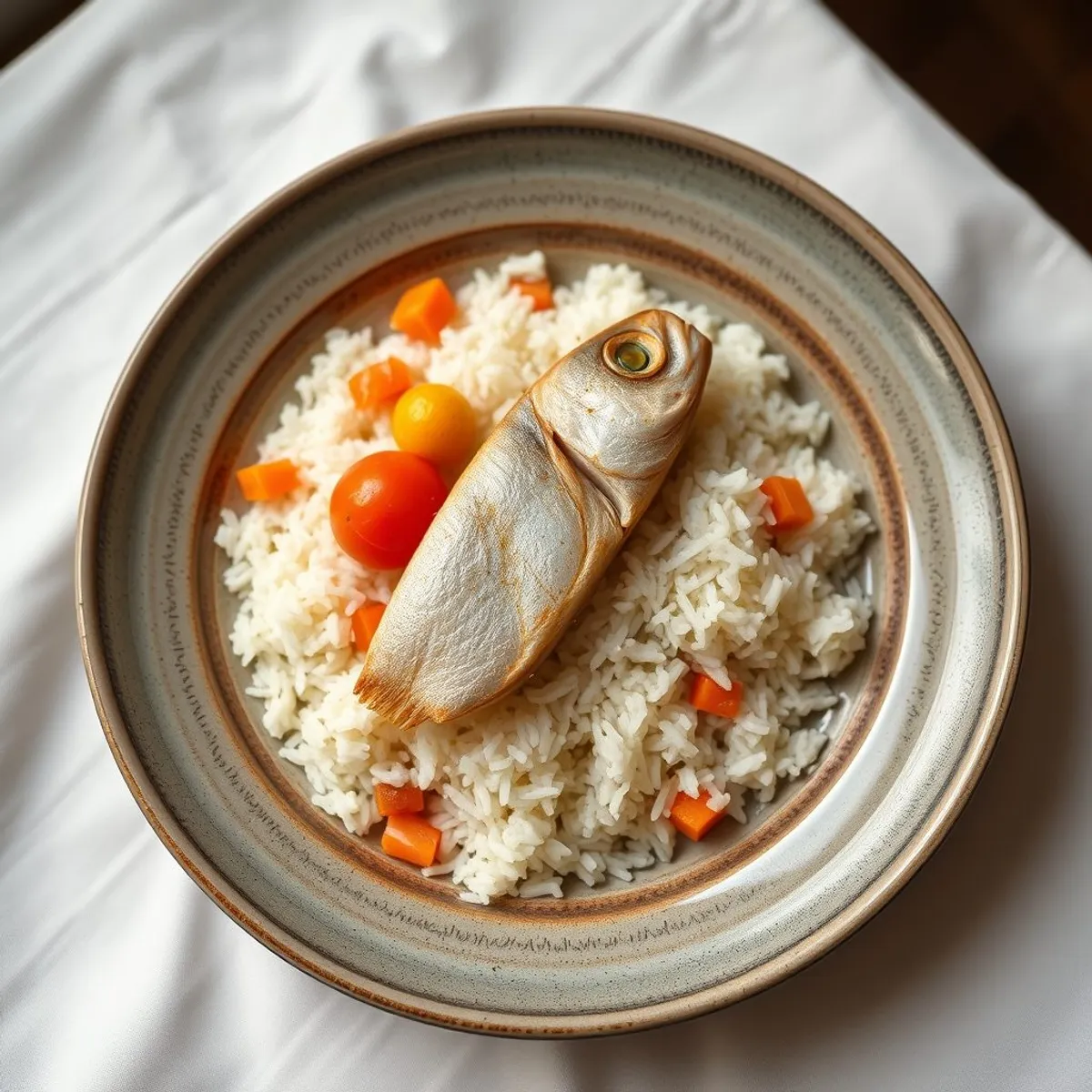 AI-generated photo Rice and fish. AI-generated photo.