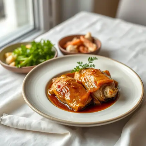 Ginger chicken. AI-generated photo.