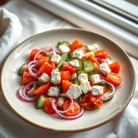 Šopska salata. AI-generated photo.