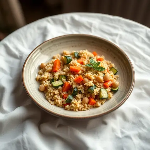 Seven-vegetable couscous. AI-generated photo.