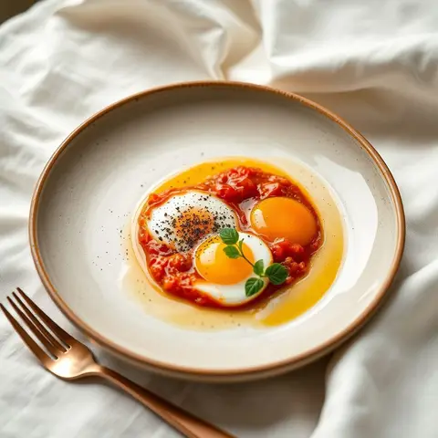 Tomato eggs. AI-generated photo.