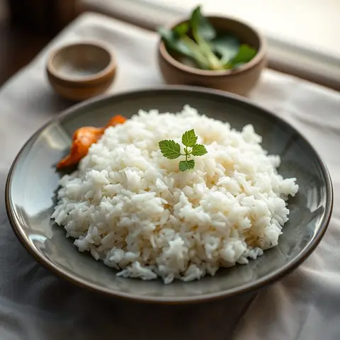 Coconut rice. AI-generated photo.