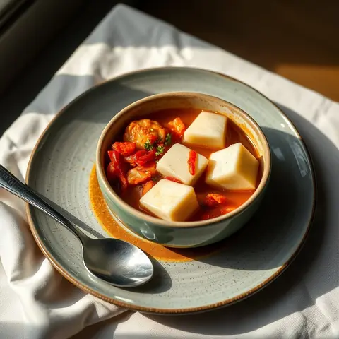 Soft tofu stew. AI-generated photo.